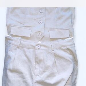 SHEIN Cream Button-Up Vest and Pants Set